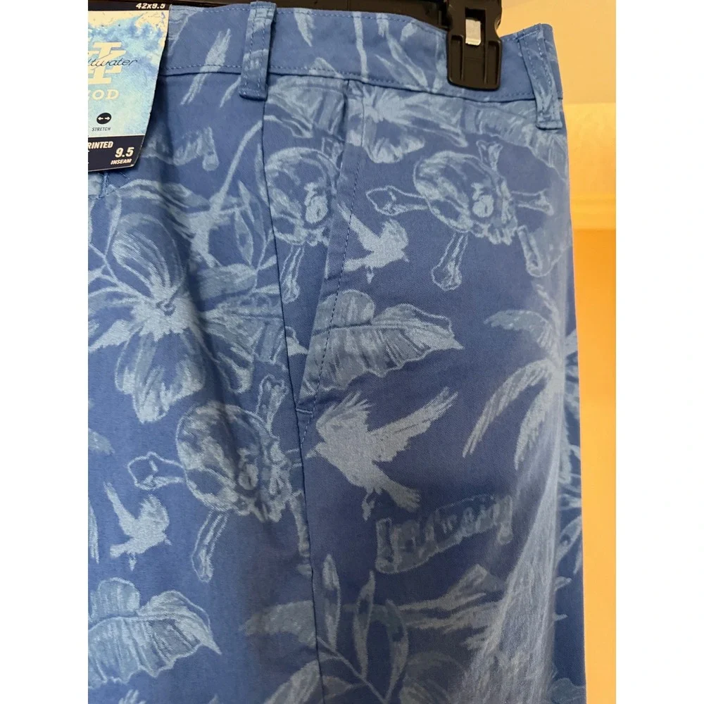 IZOD Saltwater Mens 42x9.5 Sandbar Printed Short Classic Fit Bright Cobalt